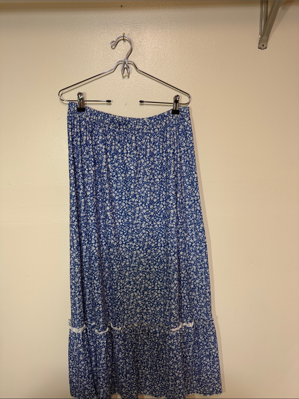 Blue Floral Tiered Maxi Skirt - Classic Women's Skirt